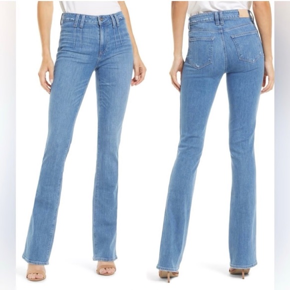 NEW PAIGE High Rise Manhattan Vintage Slim Boot Vintage 27 Tall Blue Denim Jeans - Picture 1 of 9